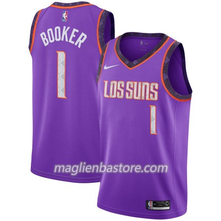 Maglia NBA Phoenix Suns Devin Booker 1 2018-19 Nike City Edition Viola Swingman - Uomo